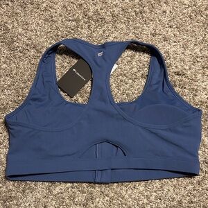 Fabletics Essential Front Zip Medium Impact Sports Bra - Classic Indigo